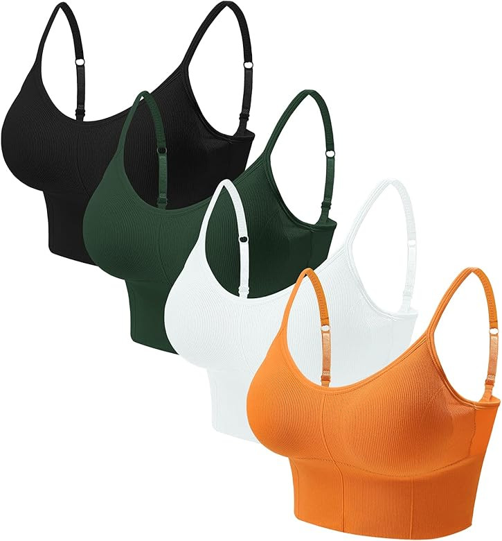 Eleplus 4 Pieces Comfy Sleep Bra for Women Cami Lounge Bra Wirefree Padded Bralettes Longline Pack o | Amazon (US)