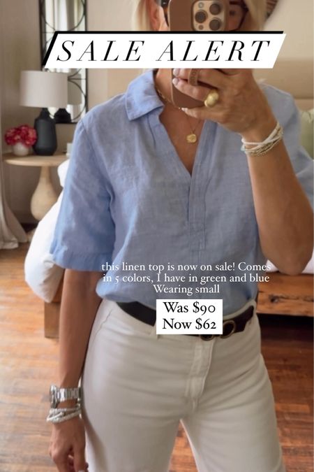 Bestselling linen top on sale

Was $90 now $62!! 

Comes in five colors, I have in blue and green! I am wearing a small 

Jcrew 

#LTKOver40 #LTKStyleTip #LTKWorkwear