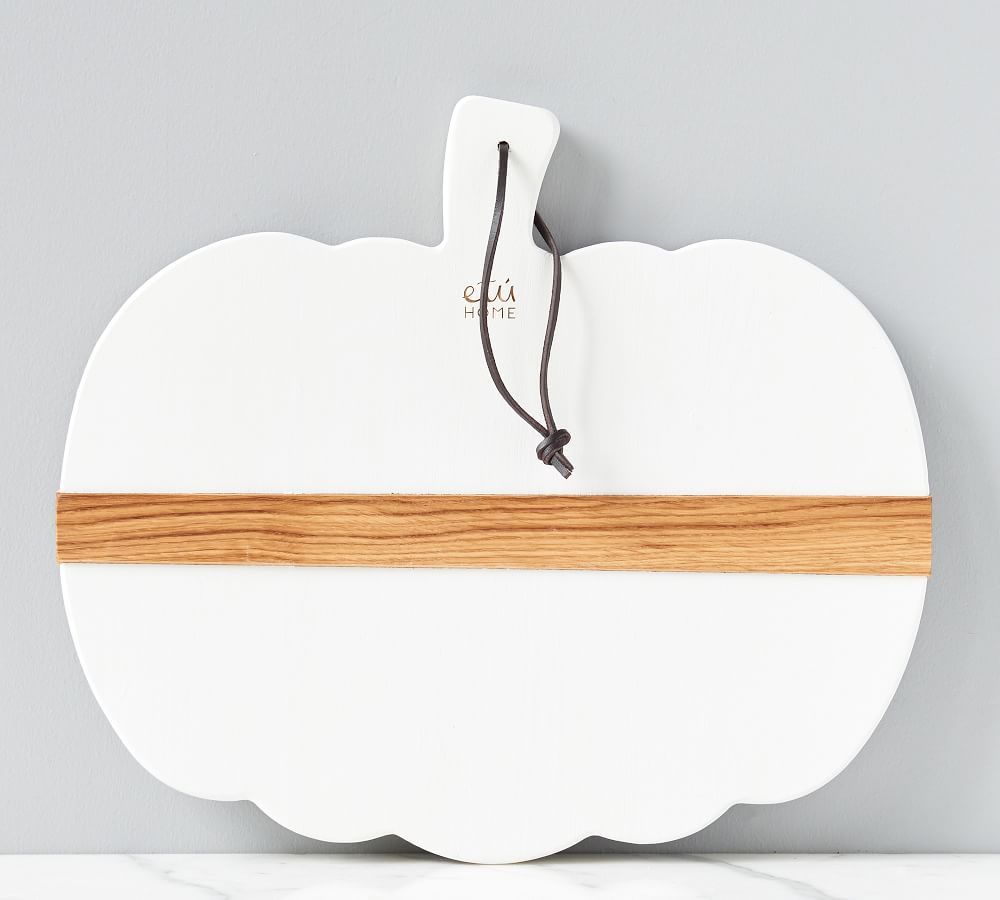 Pumpkin Shaped Reclaimed Wood Cheese Board, White - Small | Pottery Barn (US)