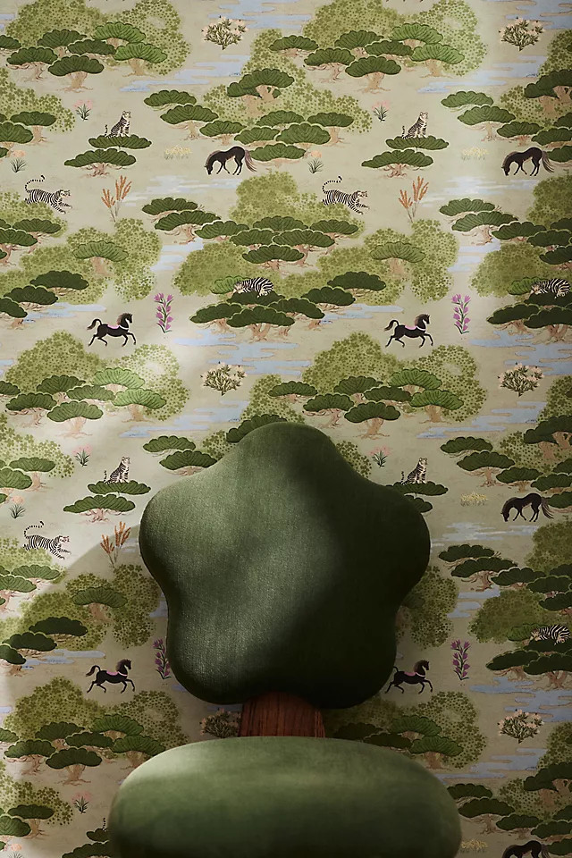 Merve Green Nature Scene Wallpaper | Anthropologie (US)