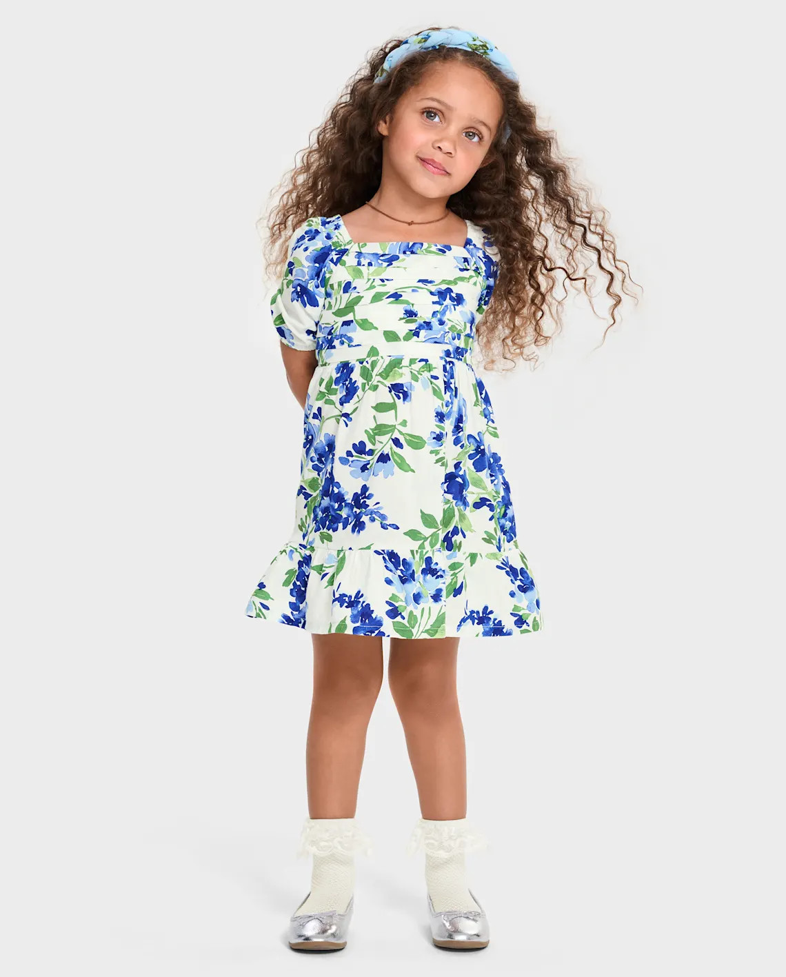 Toddler Girls Mommy And Me Floral Pleated Ruffle Dress - blue | The Children's Place