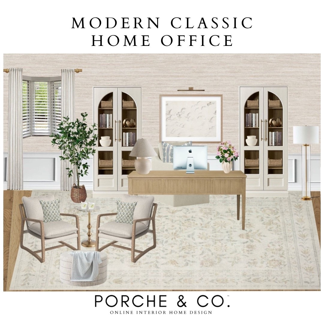 Modern Classic Home Office Online Interior Design from Porche & Co. ✨
This space blends timeless silhouettes, warm neutrals, and thoughtful layering to create a home office that feels calm, elevated, and inspiring. From the tailored desk and classic storage to soft textures and natural light, every detail is designed to support focus and comfort—without sacrificing style.

Do you want to bring our dreamy Modern Classic style interior design into your own home? 🏡 You’re in luck!
Reserve our Online Interior Design packages today -> https://porcheandco.com/edesign ✨
We can’t wait to work with you & design your home with #porcheandco

#porcheandco #visionboard #moodboard #interiordesign #virtualdesign #homeofficeinspo #modernclassicstyle


#LTKHome #LTKOver40 #LTKvlog