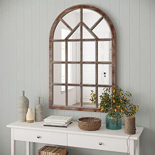 Barnyard Designs 30" x 47" Rustic Cathedral Window Mirror, Decorative Arched Wood Window Frame Wall  | Amazon (US)