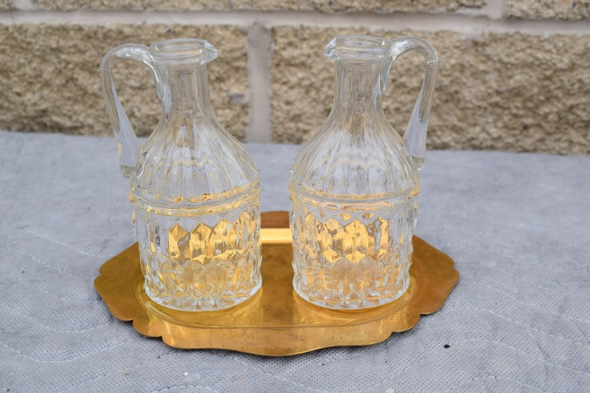 + Pair of Glass Cruets with Gold Plated Tray + Cruet Set + chalice co. (CU#532) | eBay US