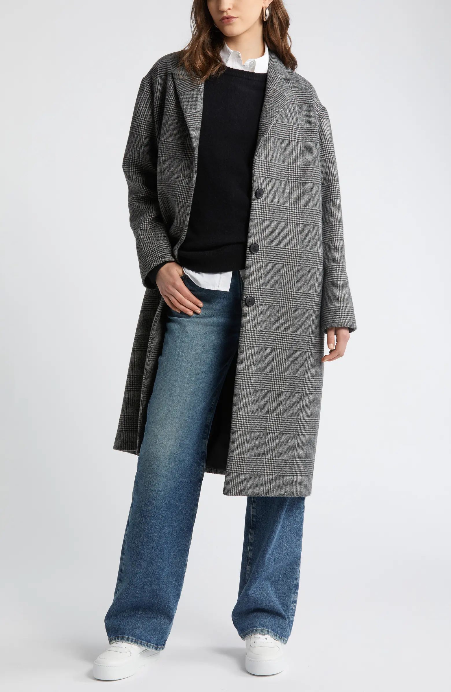 Nordstrom Glen Plaid Oversize Notch Lapel Coat | Nordstrom | Nordstrom