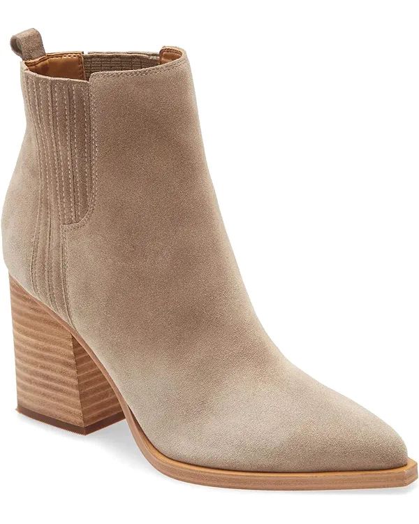 Imily Bela Women's Elastic Ankle Boots Pointed Toe Chunky Stacked Mid Heel Booties Winter Shoes | Amazon (US)