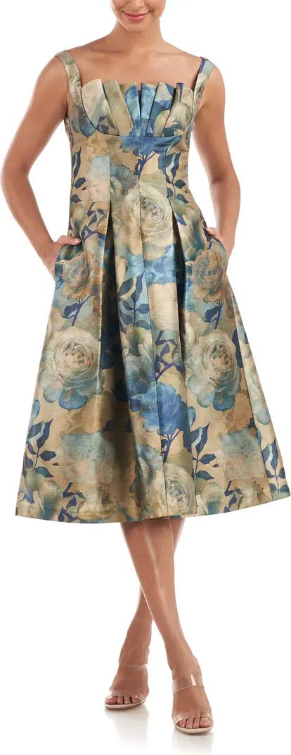 Amira Floral Pleated Midi Dress | Nordstrom