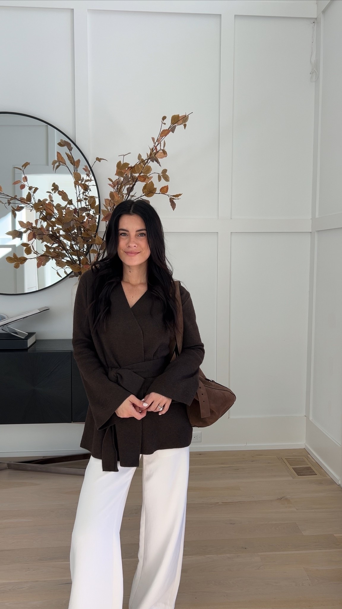 Aritzia pants (THE BEST!- wearing xs) 
Zara wrap sweater S. 
(I’m 5’4”)

#LTKmomlife #LTKSaleAlert #LTKgrwm