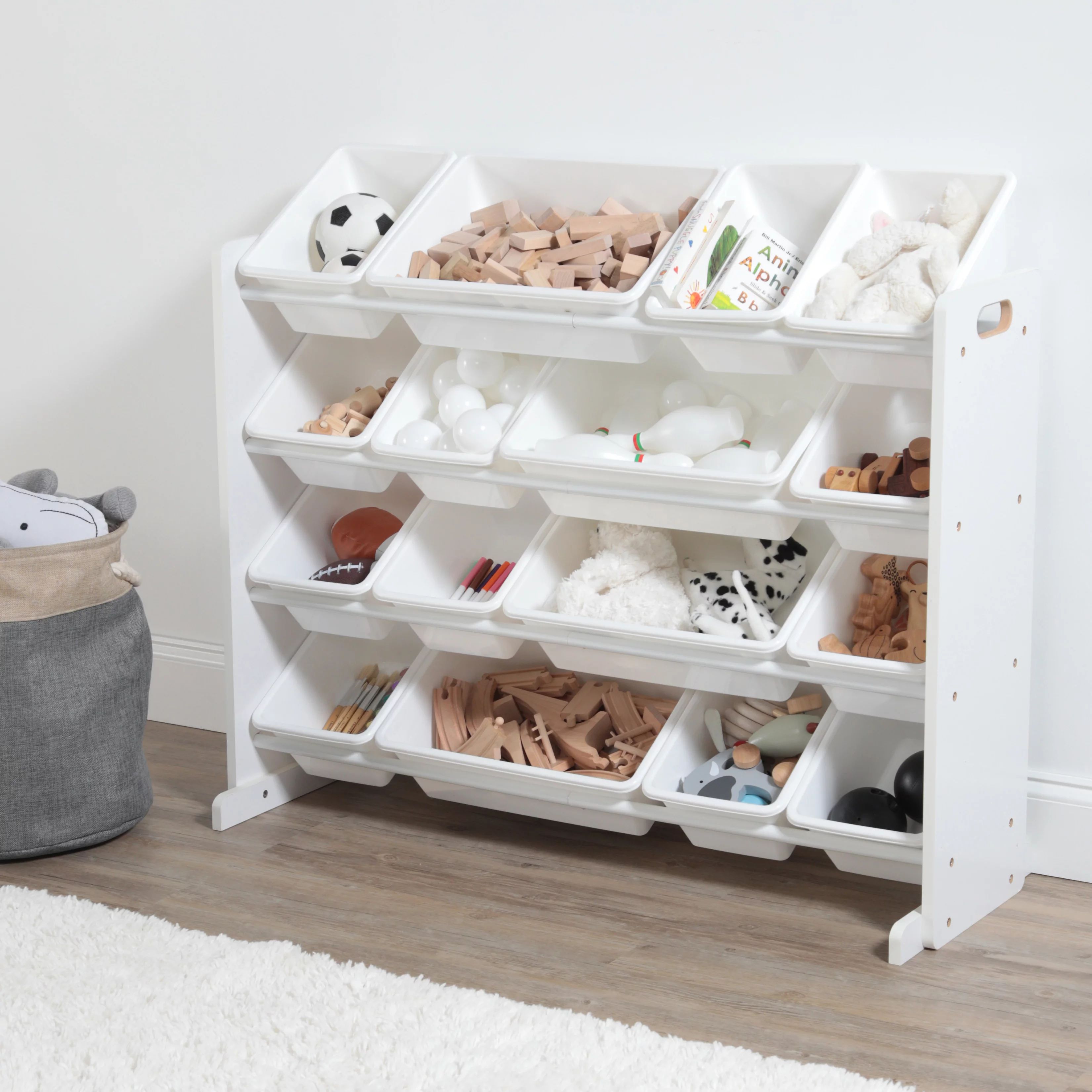 Super-Sized Toy Organizer with 16 Plastic Bins, White/White | Walmart (US)