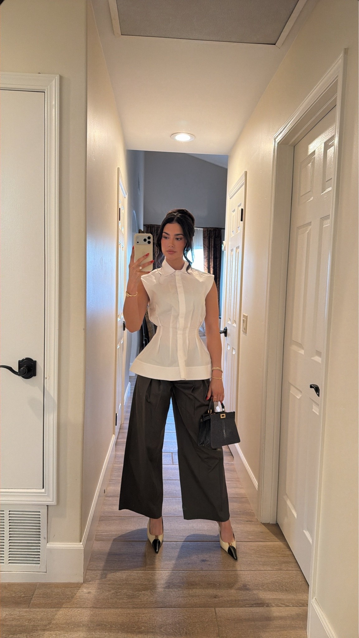 The top is from Zara - PLEATED SLEEVELESS SHIRT ZW