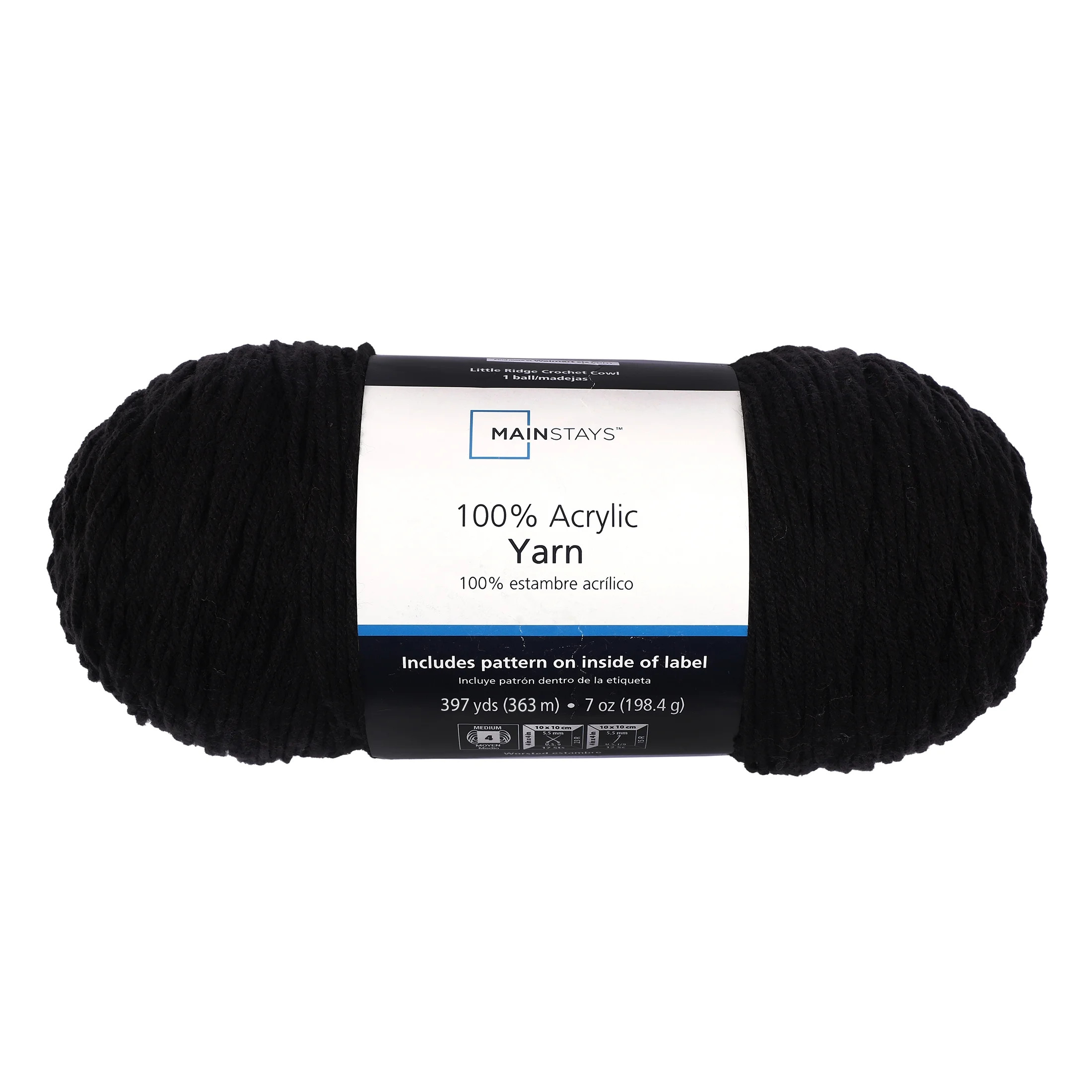 Mainstays Medium Acrylic Black Yarn, 7 Oz 397 Yards - Walmart.com | Walmart (US)