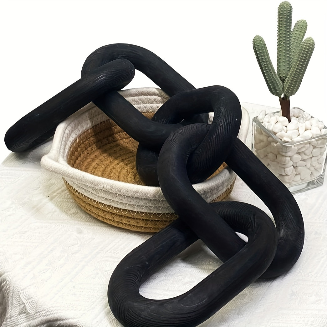 Rustic Wooden Chain Link Decor Hand Carved Boho Table Shelf - Temu | Temu Affiliate Program