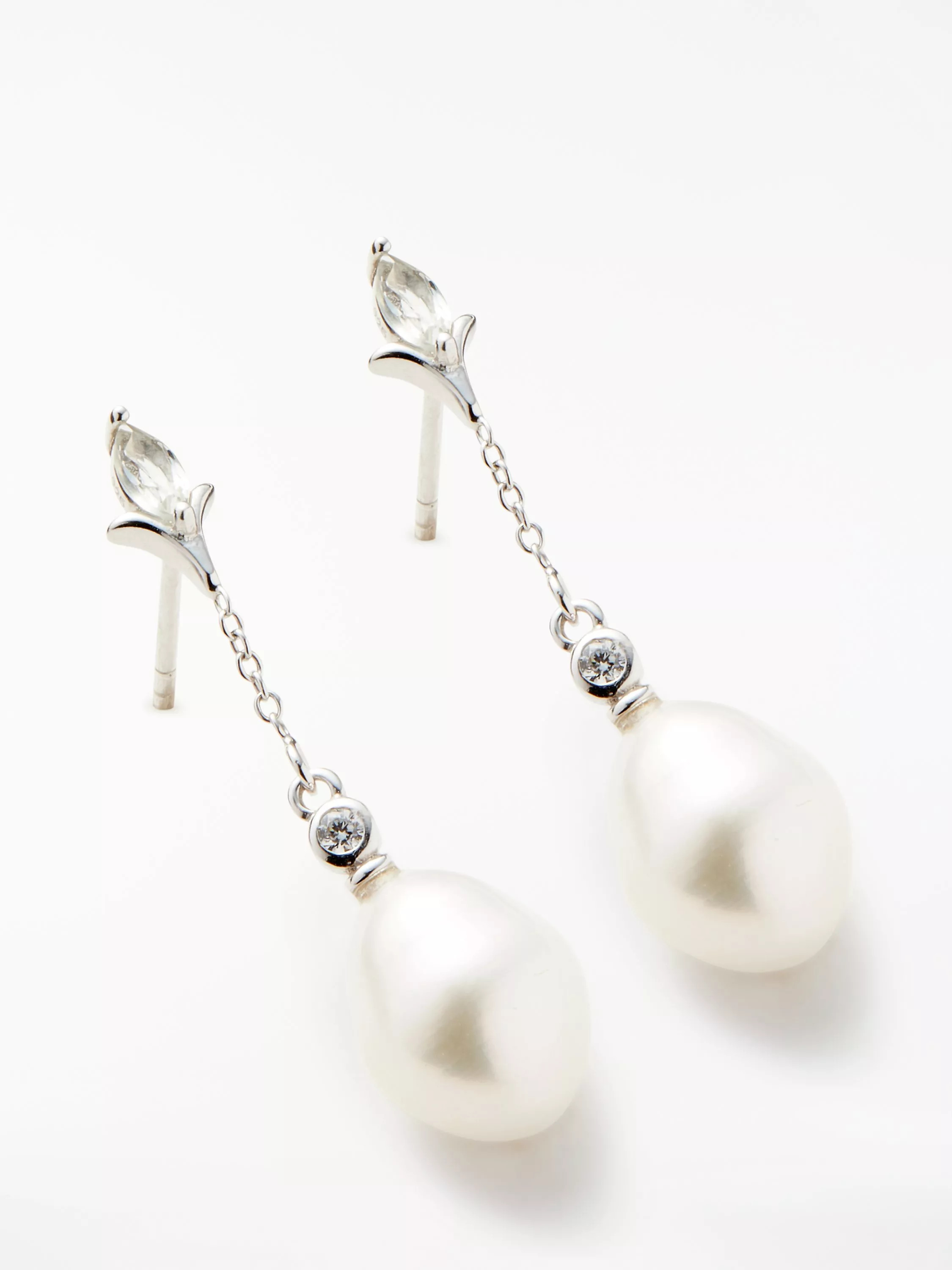LidoPearl Drop Amethyst Earrings, Silver/White | John Lewis (UK)