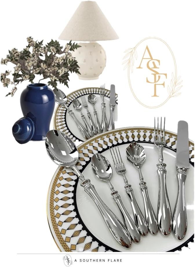 Elevate your dining experience with this stunning silverware and dinnerware set! Perfect for ever... | Amazon (US)