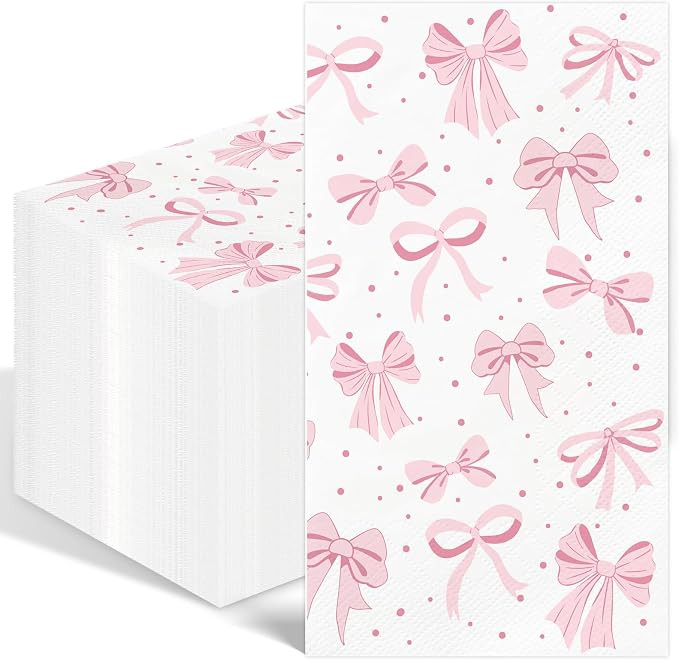 100PCS Pink Bow Napkins Disposable Hand Towels for Bathroom 3 Ply Decorative Bow Paper Napkins Pi... | Amazon (US)