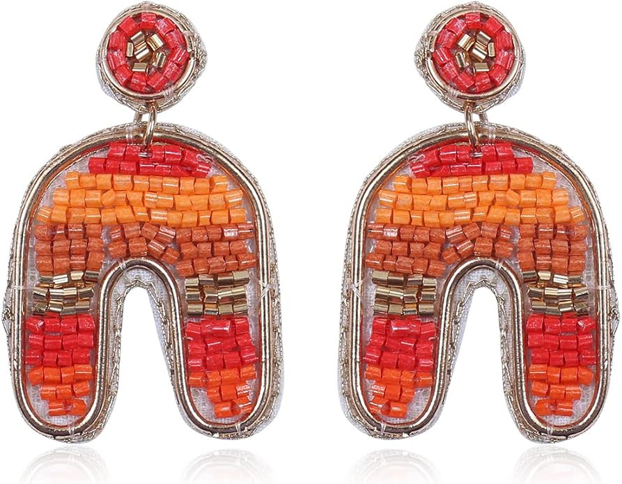 Bohemian Beaded Statement Earrings - Lightweight Sparkly Crystal Teardrop Dangle, Rainbow Marquis... | Amazon (US)
