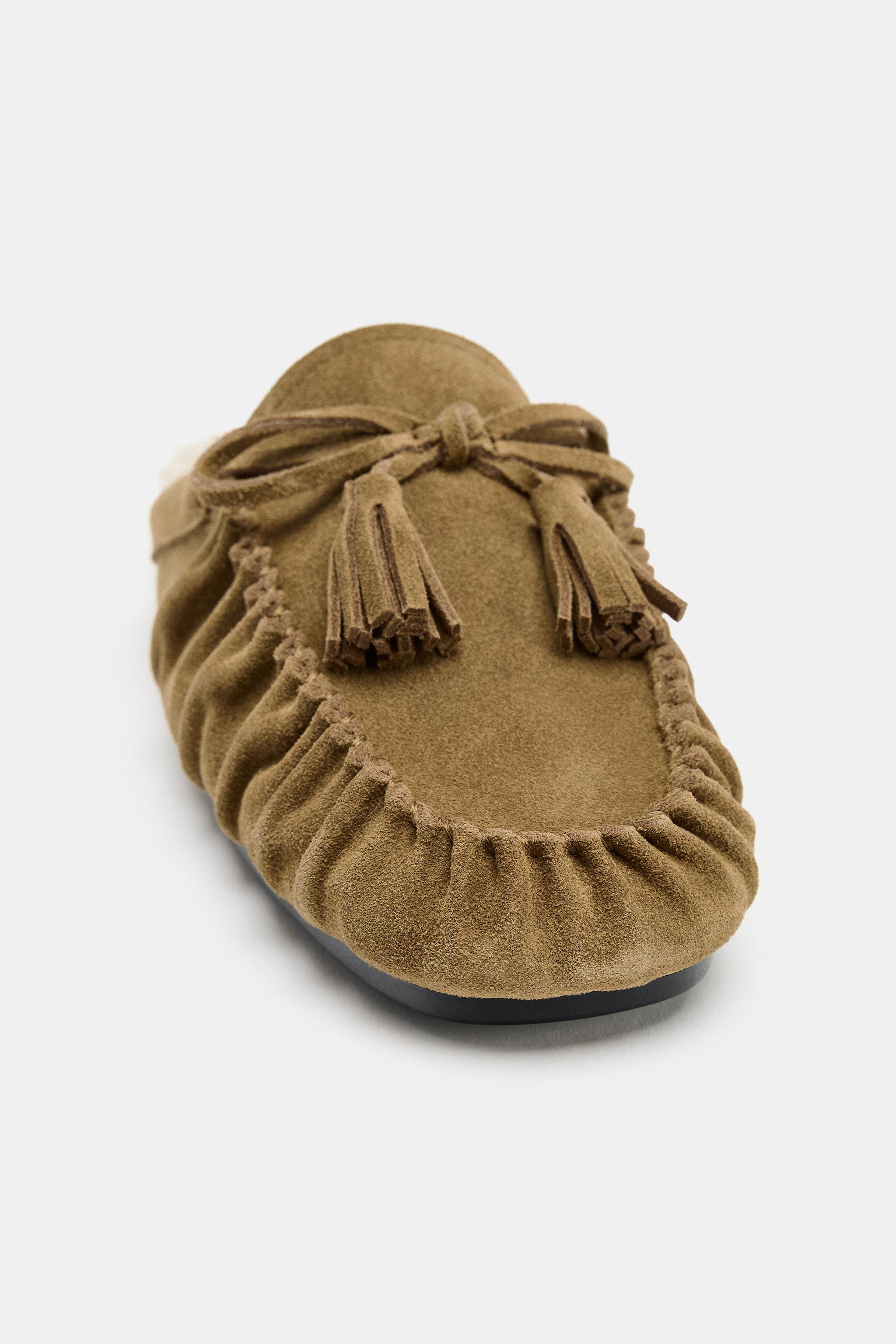 SPLIT SUEDE MULE LOAFERS | Zara UK