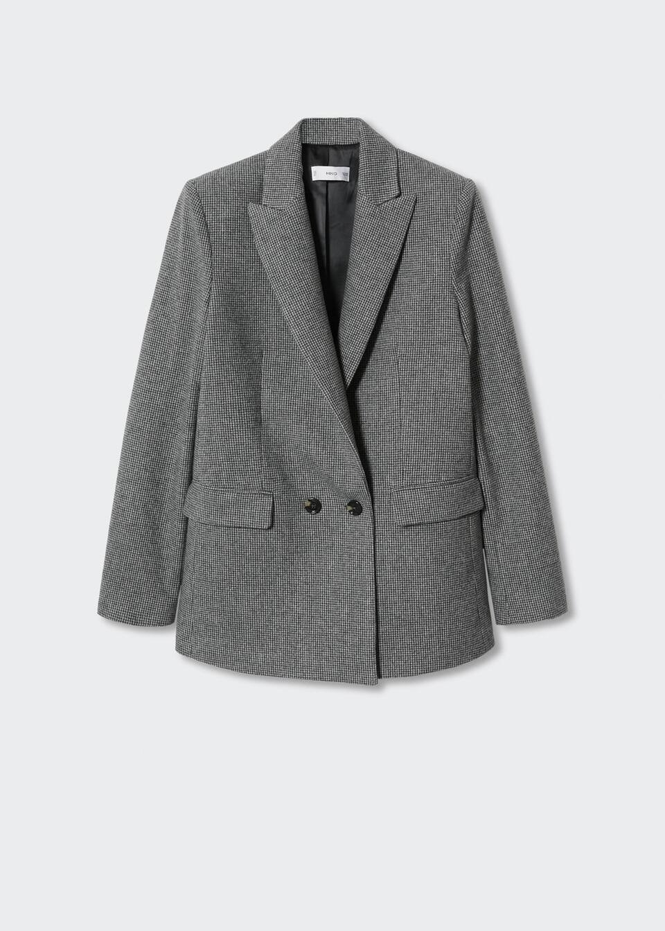Houndstooth wool-blend blazer | MANGO (US)