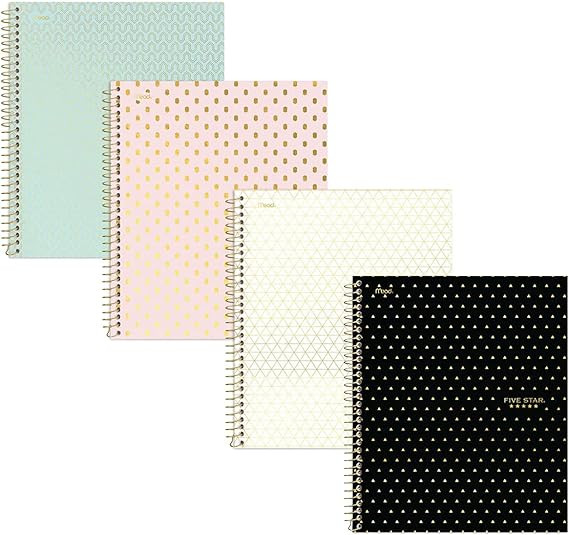 Five Star Spiral Notebooks, 1 Subject, College Ruled, 11in x 8-1/2in, Cute Bright Colors, Design ... | Amazon (US)