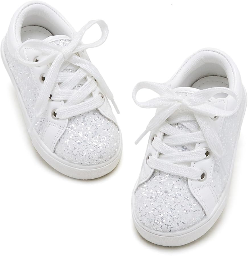 GINFIVE Toddler Girls Sneakers Little Girls Slip On Shoes Glitter Sneakers Todder | Amazon (US)