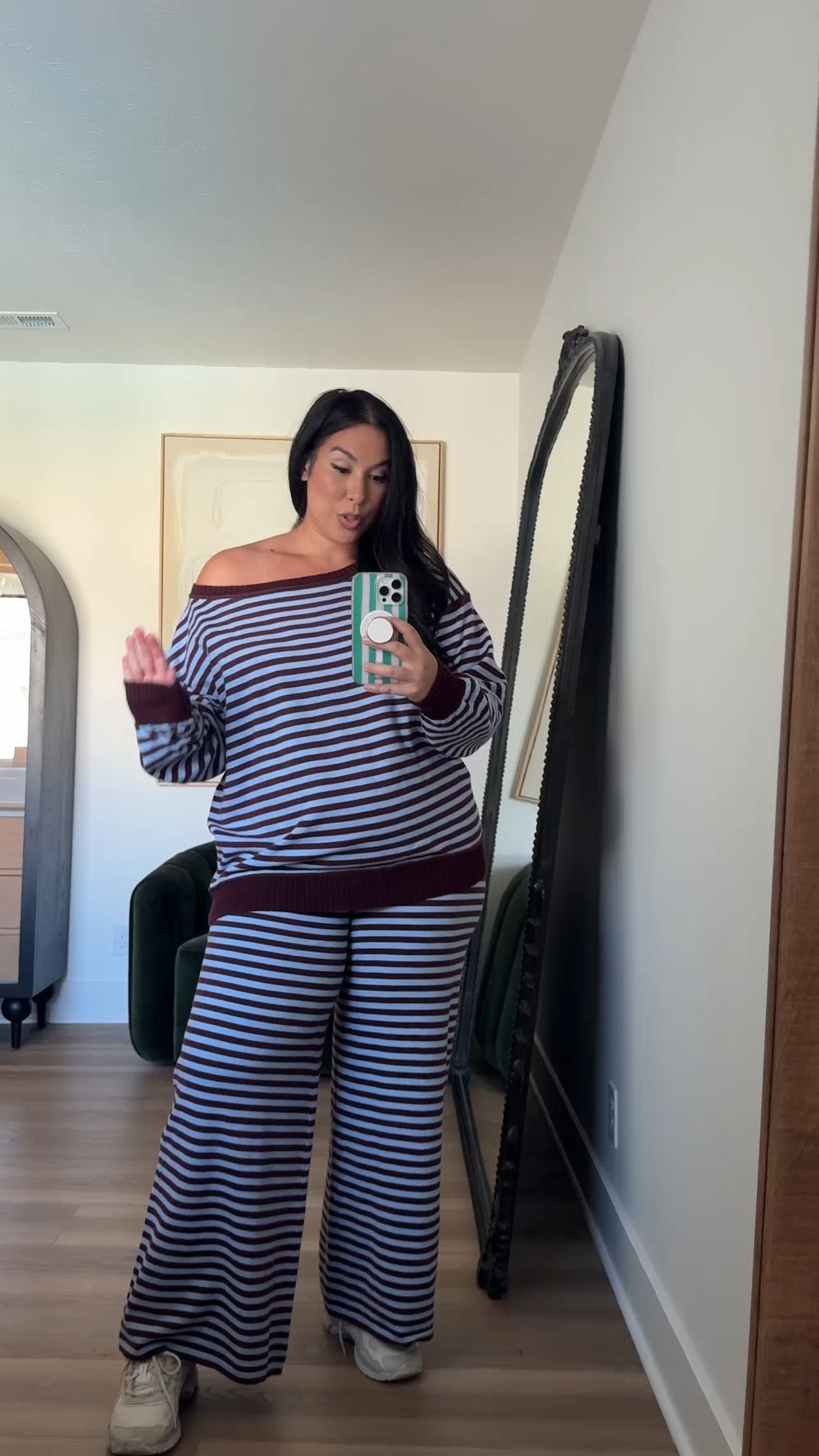 Which color from these striped sets are you loving the most? This burgundy/wine color is so cute.

Top: L
Pants: L Long

aerie, casual outfits, cozy outfits, fall outfits, mid size outfit ideas for fall, affordable outfits, striped set, fall trends 

 #LTKootd #LTKMidsize