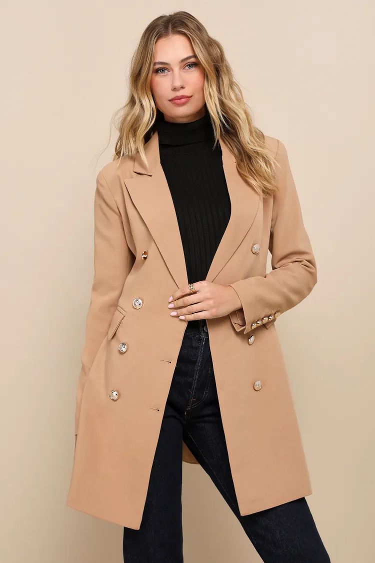 Captain's Blog Tan Double-Breasted Coat | Lulus