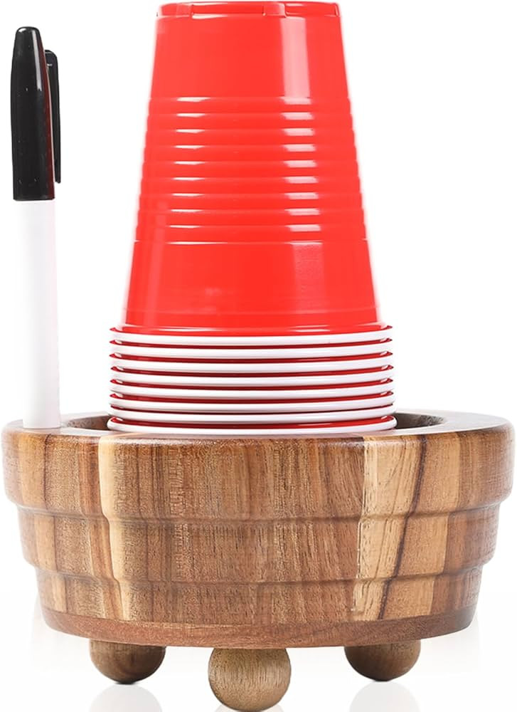 Acacia Wood Cup Holder with Marker Slot, Paper Cup Storage Box Mark Your Cup and Drink Up, Rustic... | Amazon (US)