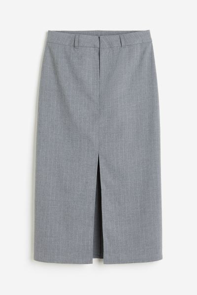 Tailored Skirt - Gray melange/pinstriped - Ladies | H&M US | H&M (US + CA)