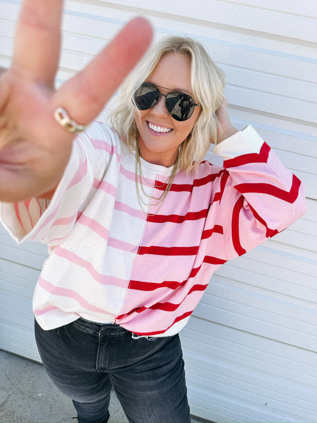 stop &amp; stare striped sweater - pink | Etta & East