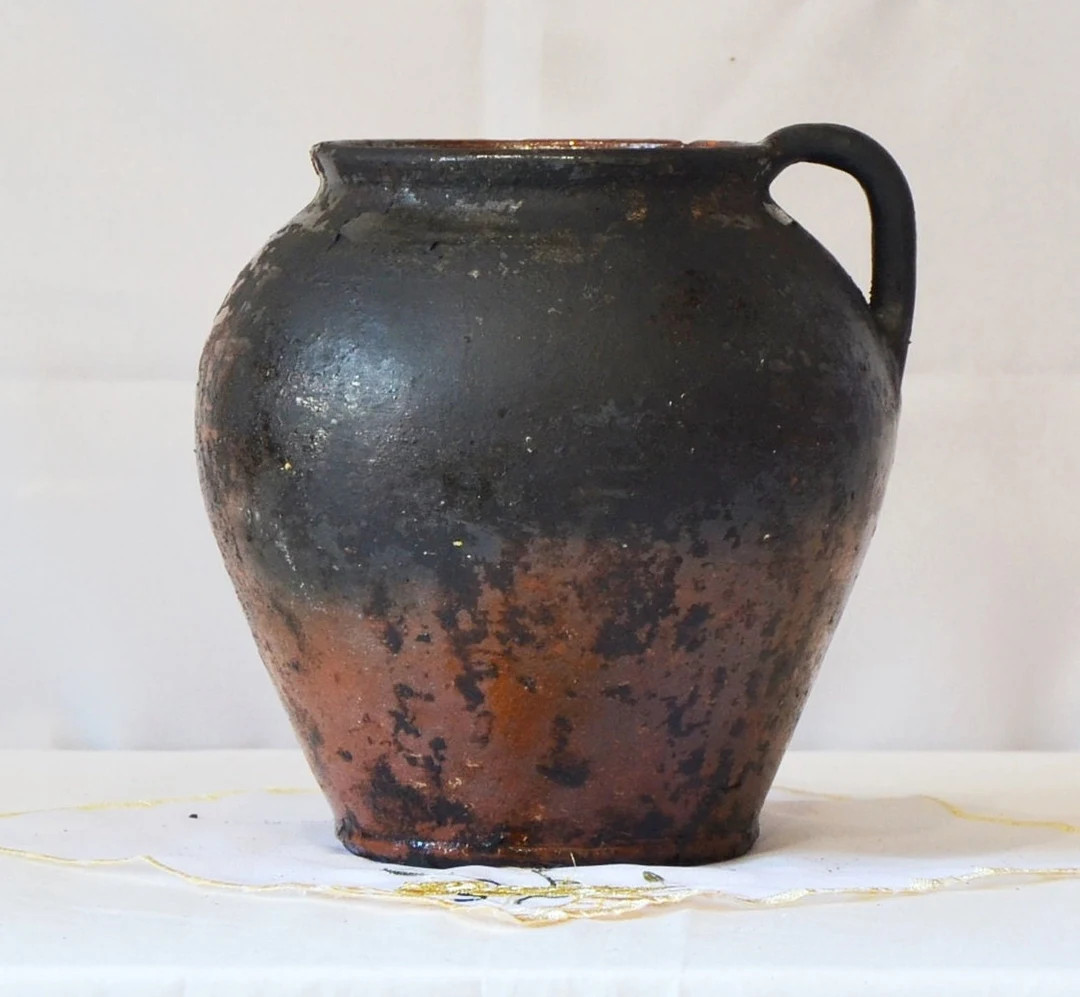 Rustic Black Brown Clay Vessel. Wabi Sabi Pottery Primitive Vase. Back Tall Ceramic Planter. - Et... | Etsy (US)