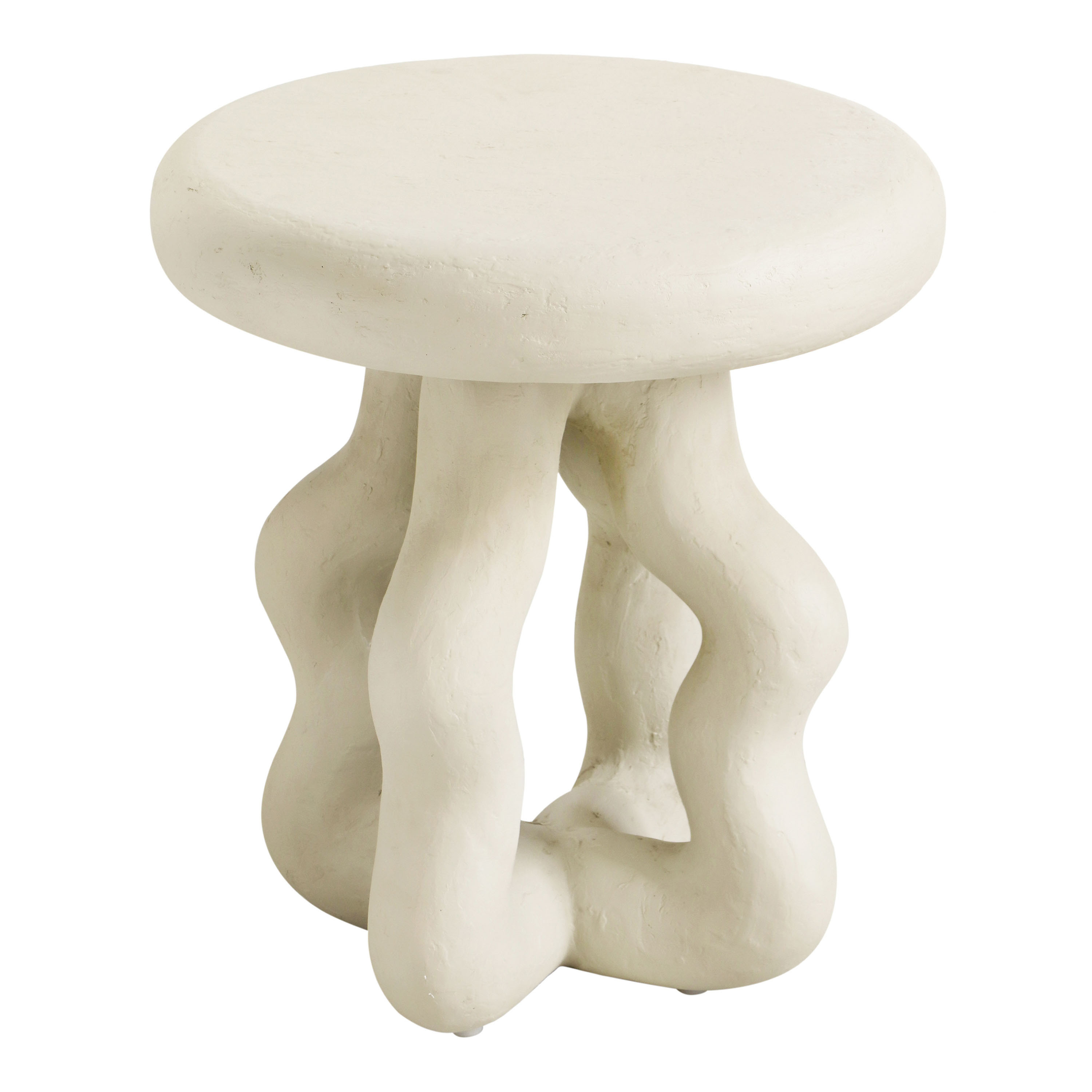 Norsan Round Cream Faux Stone Textured Side Table | World Market