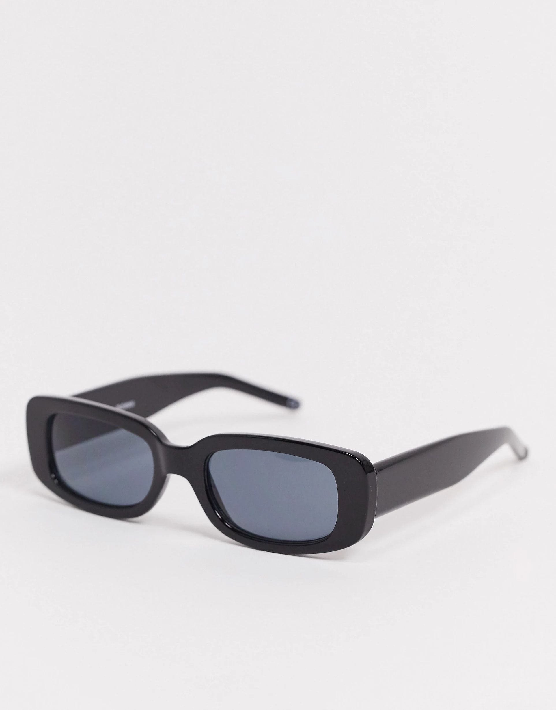 ASOS DESIGN recycled frame mid rectangle sunglasses in black with black lens | ASOS (Global)