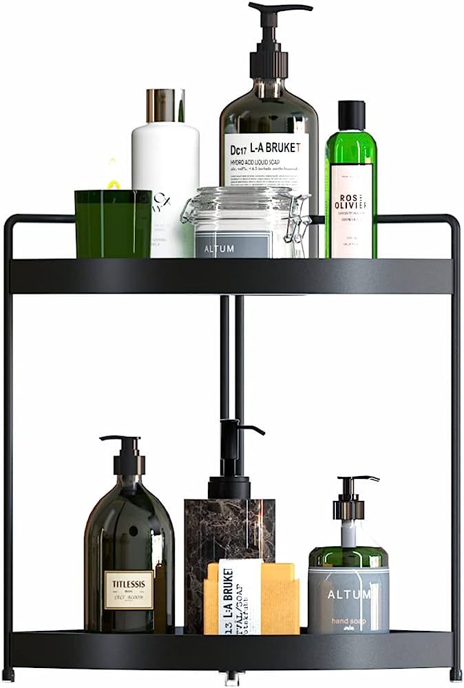 2 Tire Bathroom Countertop Organizer, Vanity Tray Corner Shelf Storage Organizer for Makeup Cosme... | Amazon (US)