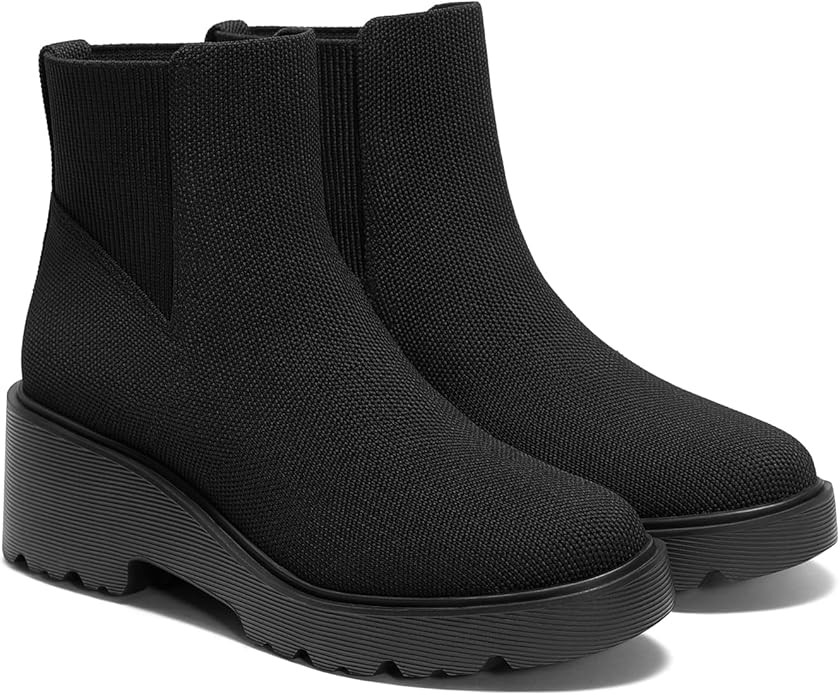 VIVAIA Everly Women's Water-repellent Chunky Wedge Boots silp on Round-Toe Booties 6cm/2.36" heel... | Amazon (US)