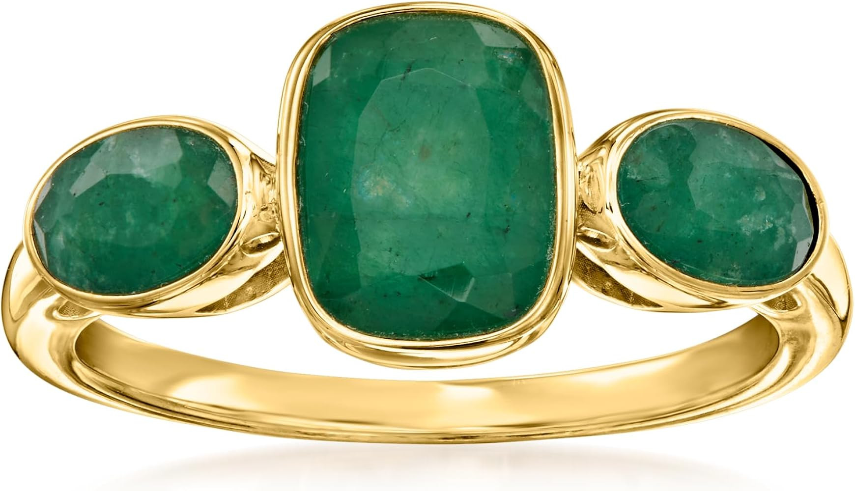 Ross-Simons 2.80 ct. t.w. Emerald 3-Stone Ring in 18kt Gold Over Sterling | Amazon (US)