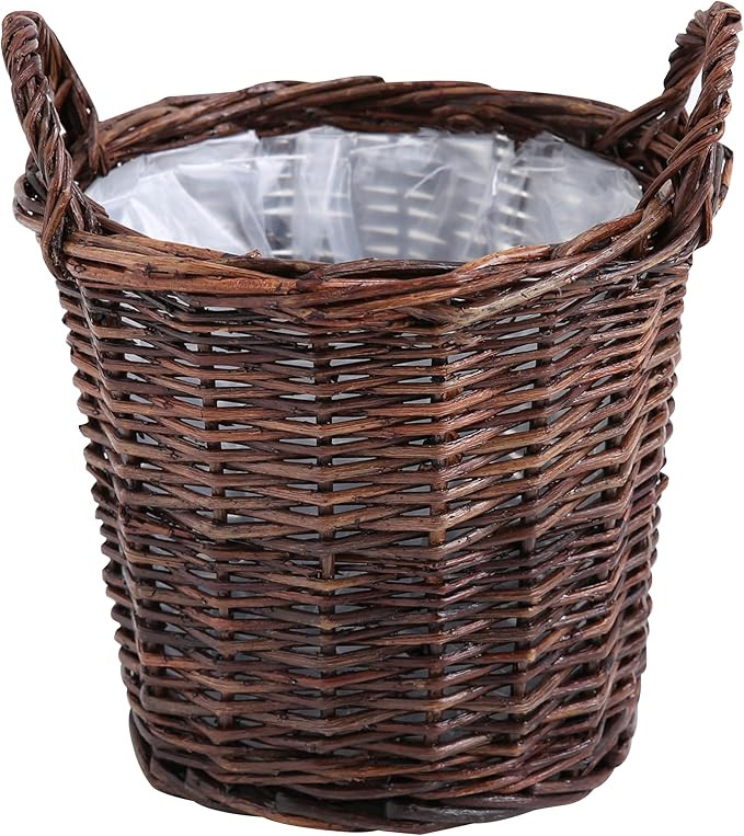 Handwoven Red Willow Planter Basket with Waterproof Liner – Natural Brown Decorative Flower Pot... | Amazon (US)