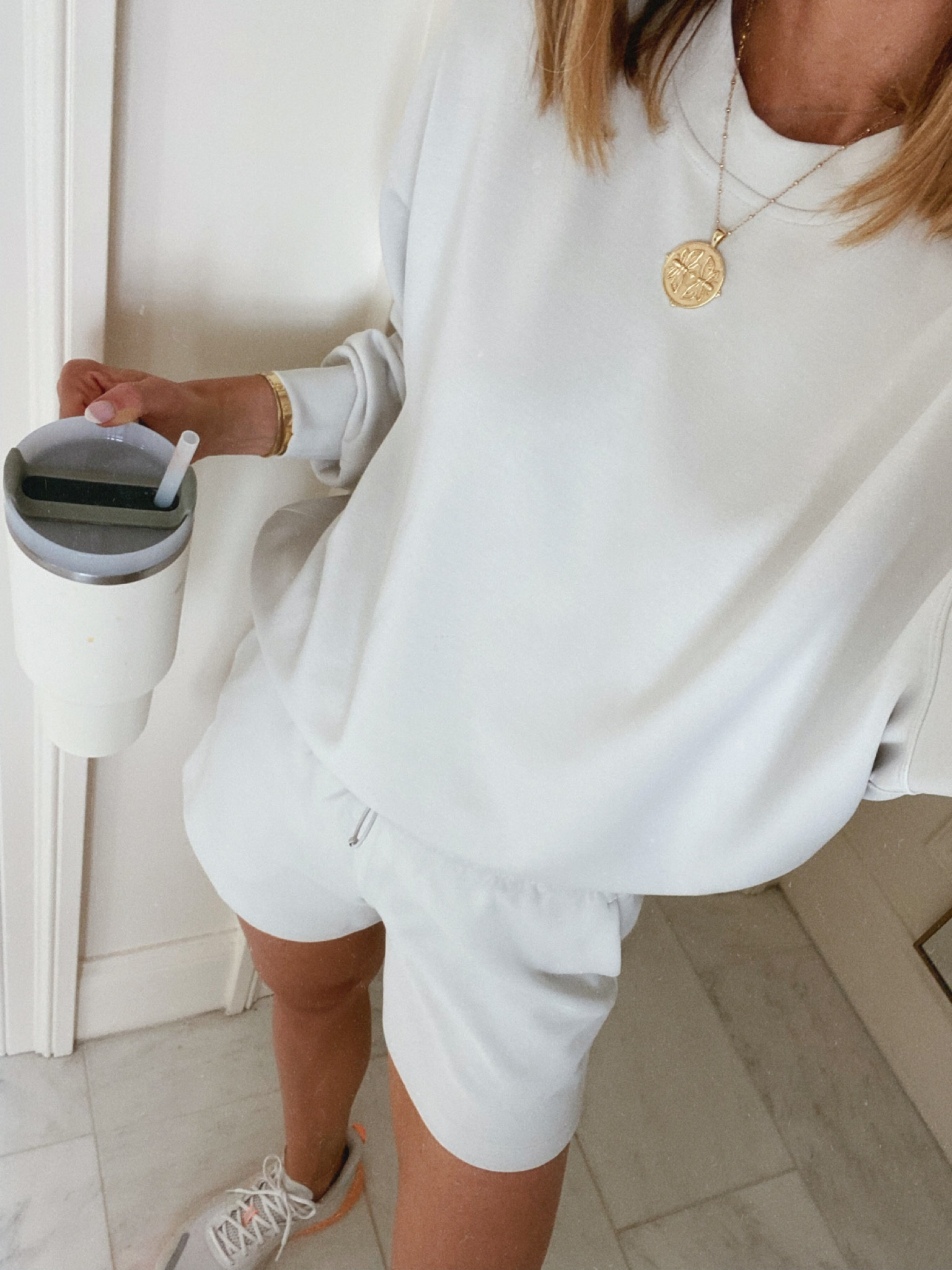 Casual summer outfit, Lululemon finds. Top wearing size xs/s and shorts wearing size 4