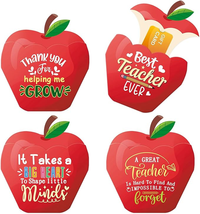 LIJUGITF Teacher Appreciation Gift Card Holders, 12 Pack Thank You Teacher Gift Card Sleeves for ... | Amazon (US)