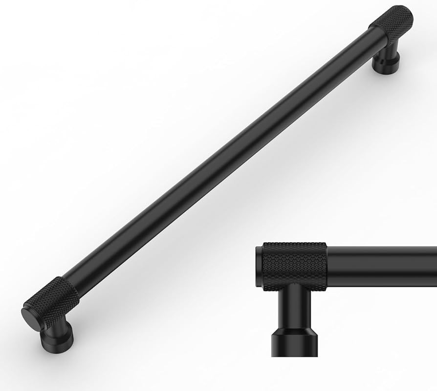Amerdeco 10 Pack Matte Black Knurled Cabinet Pulls 10 Inch(254mm) Hole Center Kitchen Cabinet Han... | Amazon (US)