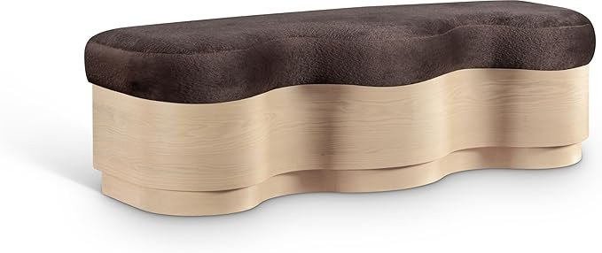 Meridian Furniture 22080Brown Savoy Collection Art Deco Bench with Soft Brown Velour Fur Fabric, ... | Amazon (US)