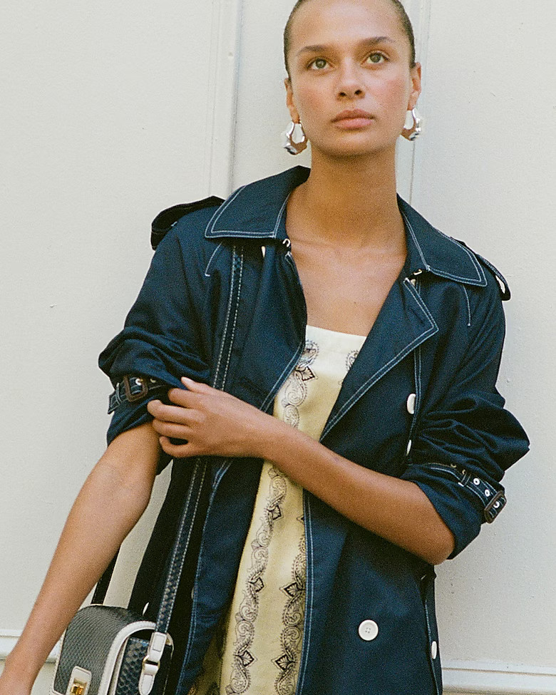 Relaxed trench coat in lightweight shiny nylon | J. Crew US