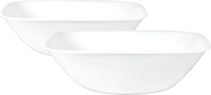 Corelle Vitrelle 2-PC Large 1-Qt Glass Serving Bowl, Crack and Chip Resistant, Square Serving Tra... | Amazon (US)