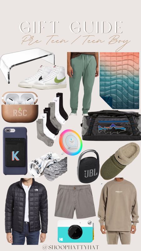 Gift guide for boys - gifts for teen boys - lulu joggers - speakers - nike sneakers - Patagonia - duffel bag / teen boy gift - pre teen gift idea

#LTKHoliday #LTKstyletip #LTKmens