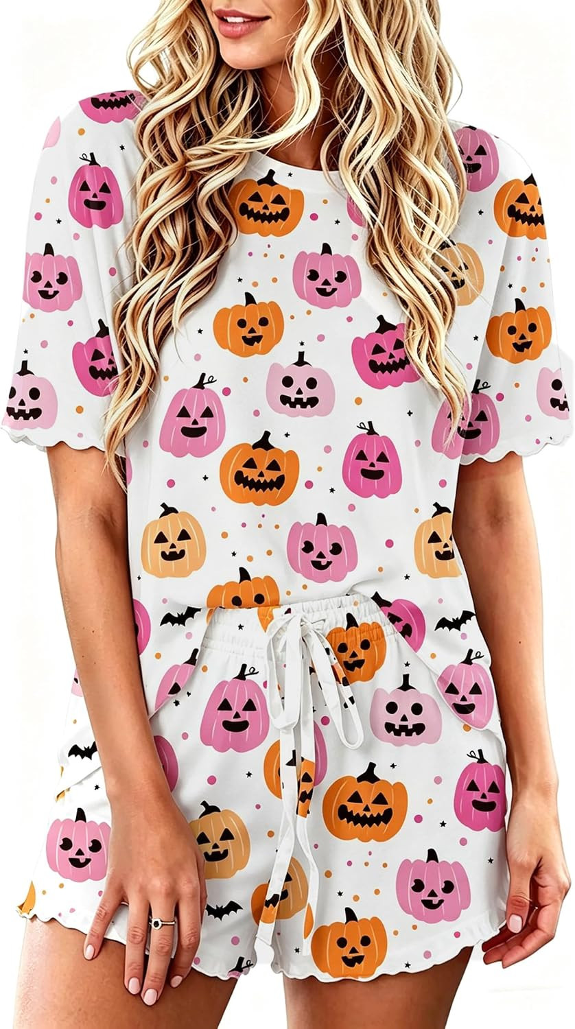 Roshop Halloween Pajama Women’s Top & Shorts Loungewear Set | Amazon (US)
