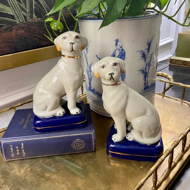 Pair of Staffordshire Style Mantel Dogs - Etsy | Etsy (US)