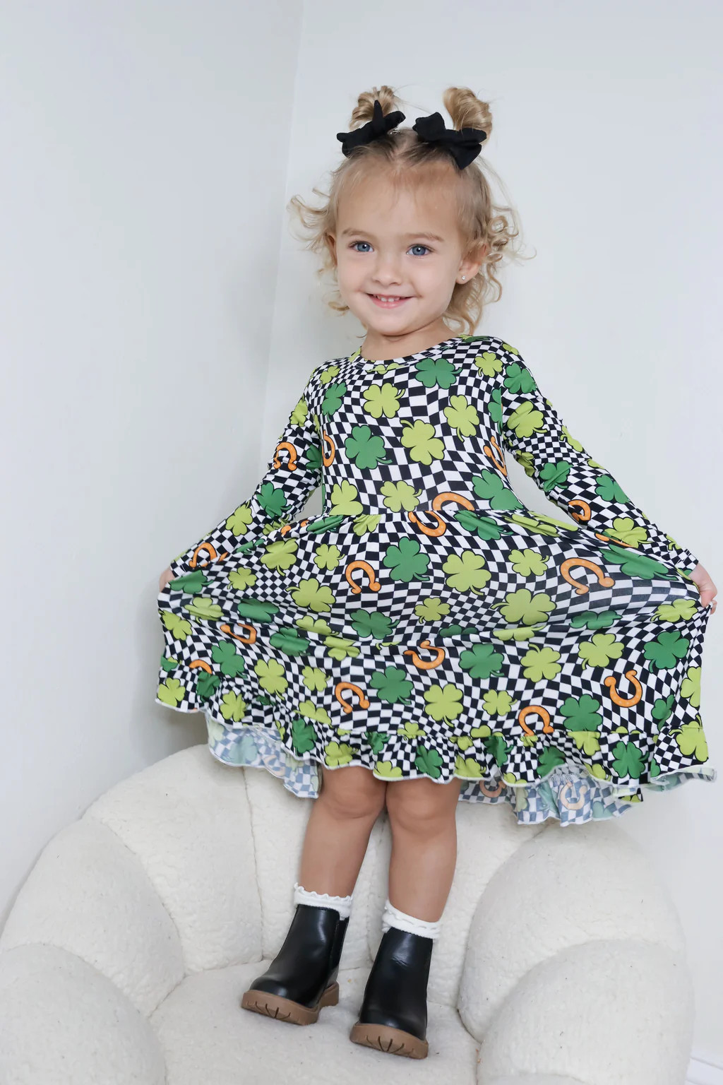 SHAMROCKIN' CHECKS DREAM RUFFLE DRESS | DREAM BIG LITTLE CO