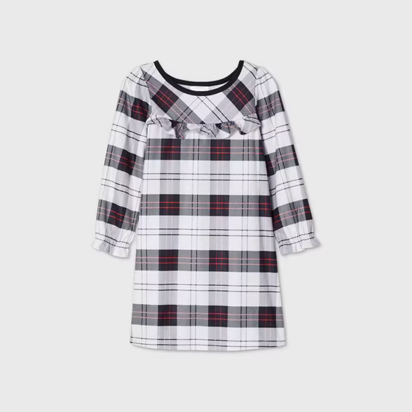 Toddler Girls' Holiday Plaid Flannel Matching Family Pajama Nightgown - Wondershop™ White | Target