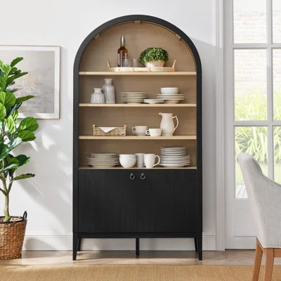 Nolan 74" Tall Arched Storage Display Cabinet Bookshelf | Wayfair North America