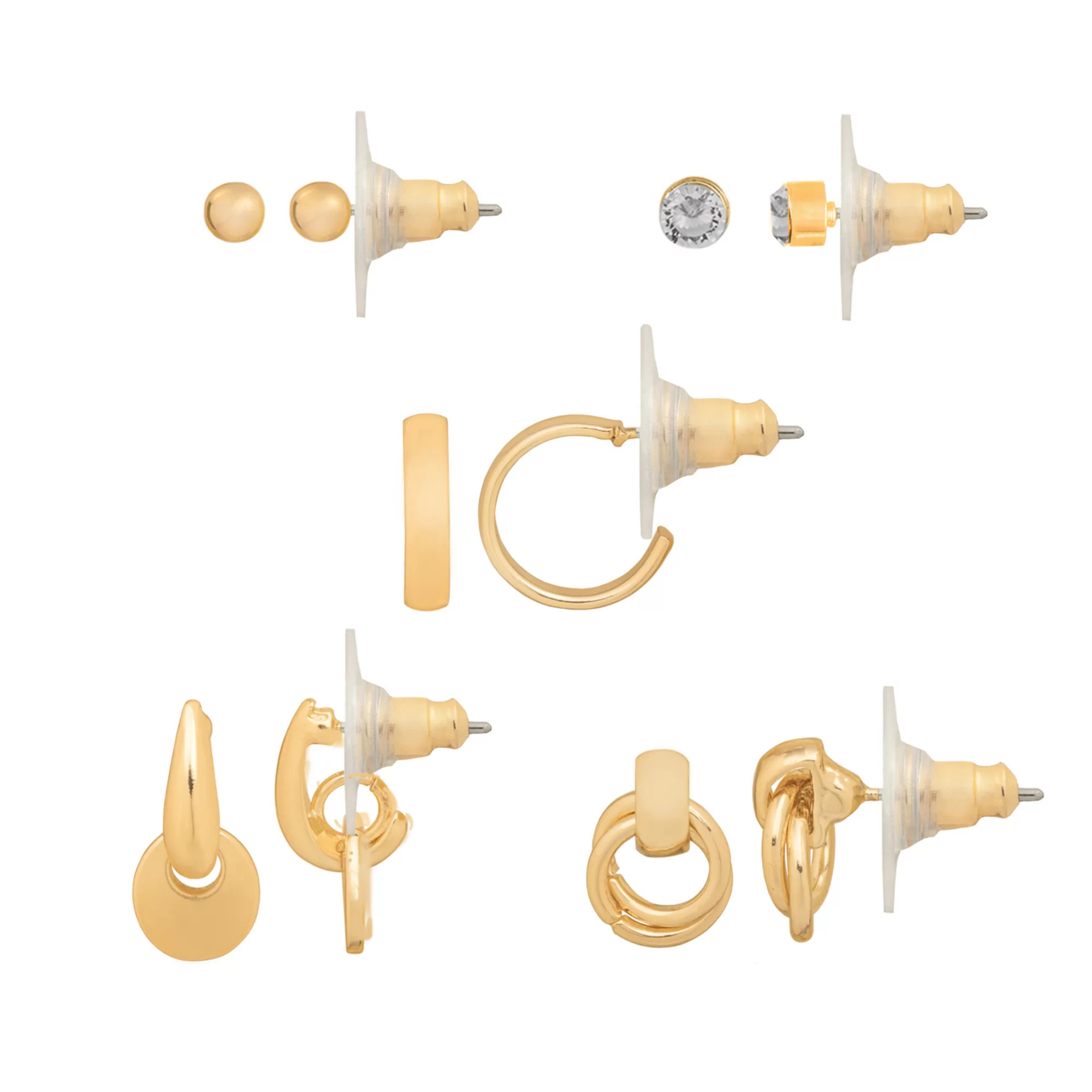 LC Lauren Conrad Gold-Tone 5-Pair Modern Earrings | Kohl's