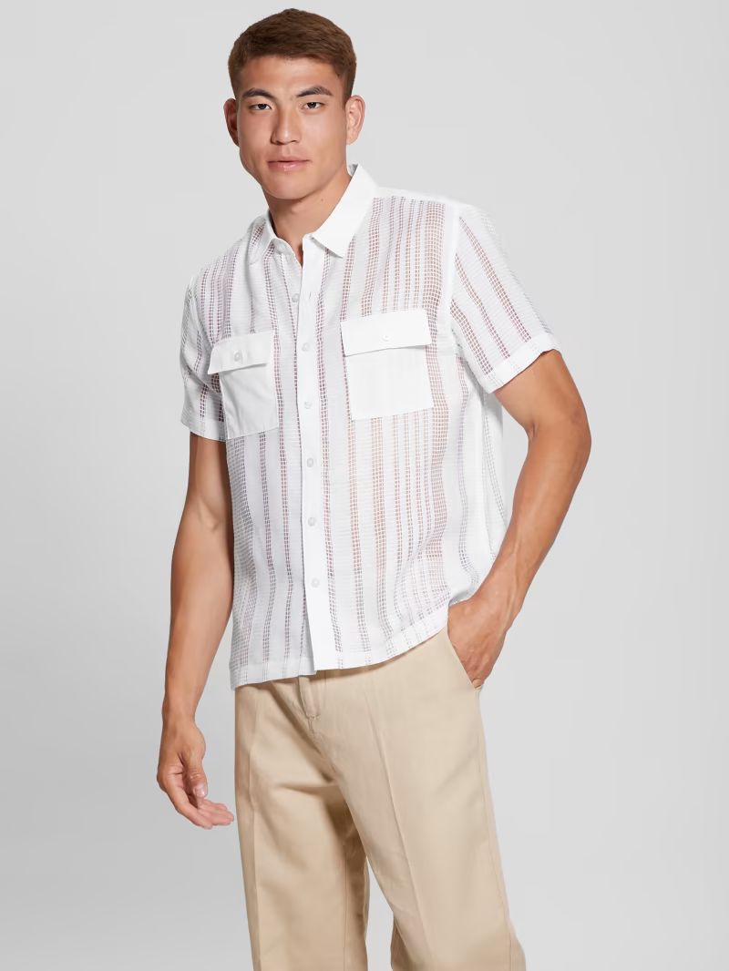 City Mesh Striped Short-Sleeve Shirt | Guess (US)